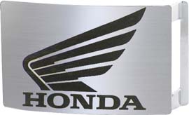 Honda Wing on Brushed Metal Rectangle buckle