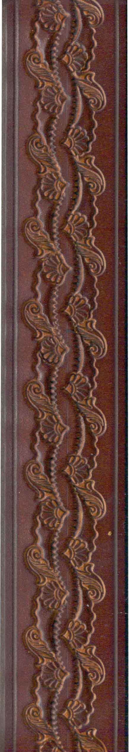 Chocolate Tooled Belt Flowery Design