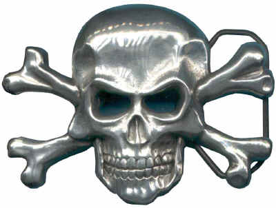 Skull and Crossbones with Wings Red Eyes Belt Buckle 